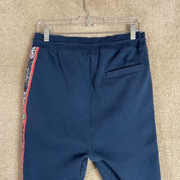 Jack & Jones Joggers Mens Small Navy Blue Skinny Fit Slogan Leg Tape Sweatpants - Picture 8 of 10